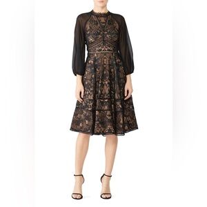 Marchesa Notte Guipure Cocktail Dress